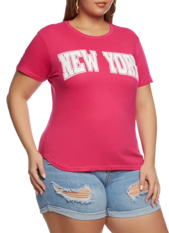 Plus Size New York Crew Neck Tee sold by Rainbow