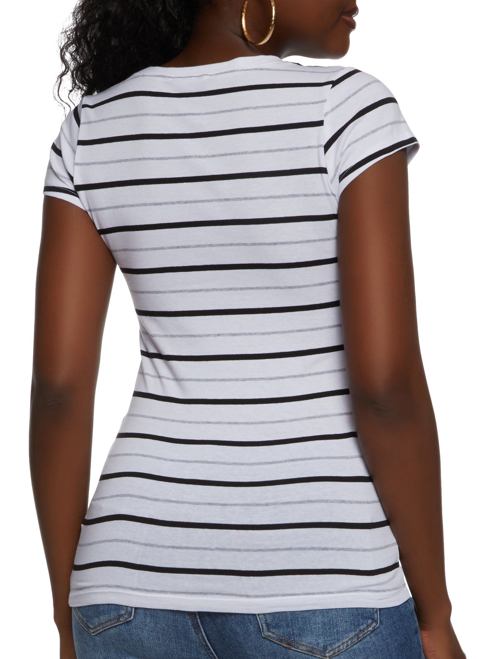 Basic Striped Crew Neck Tee sold by Rainbow product image thumbnail 2