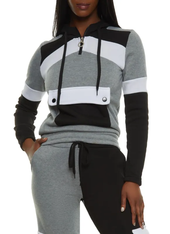 Color Block Flap Pocket Hoodie sold by Rainbow