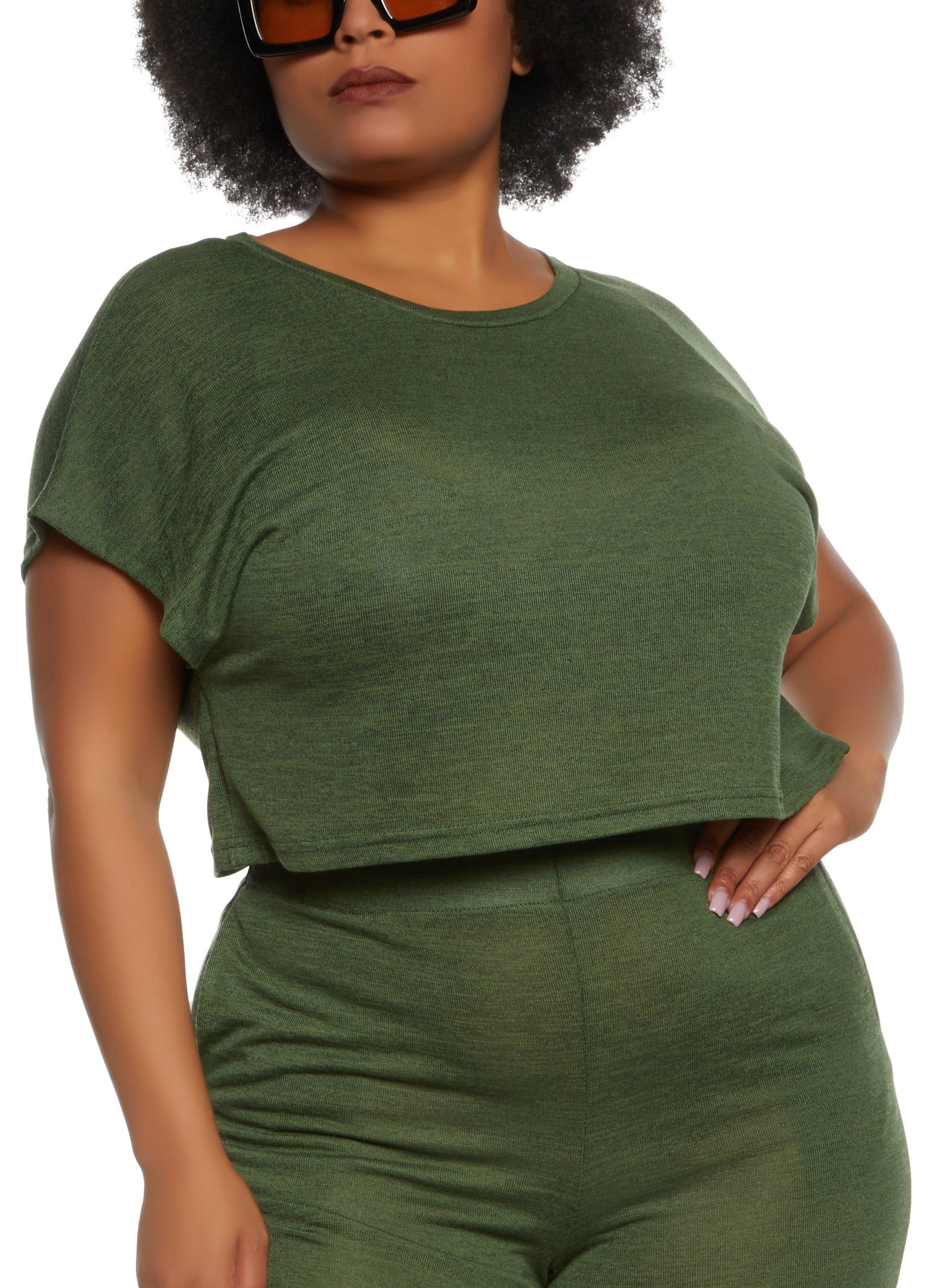 Plus Size Brushed Knit Dolman Sleeve Top sold by Rainbow