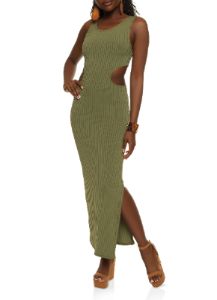 Rib Knit Cut Out Tank Dress sold by Rainbow