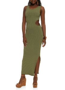 Rib Knit Cut Out Tank Dress sold by Rainbow