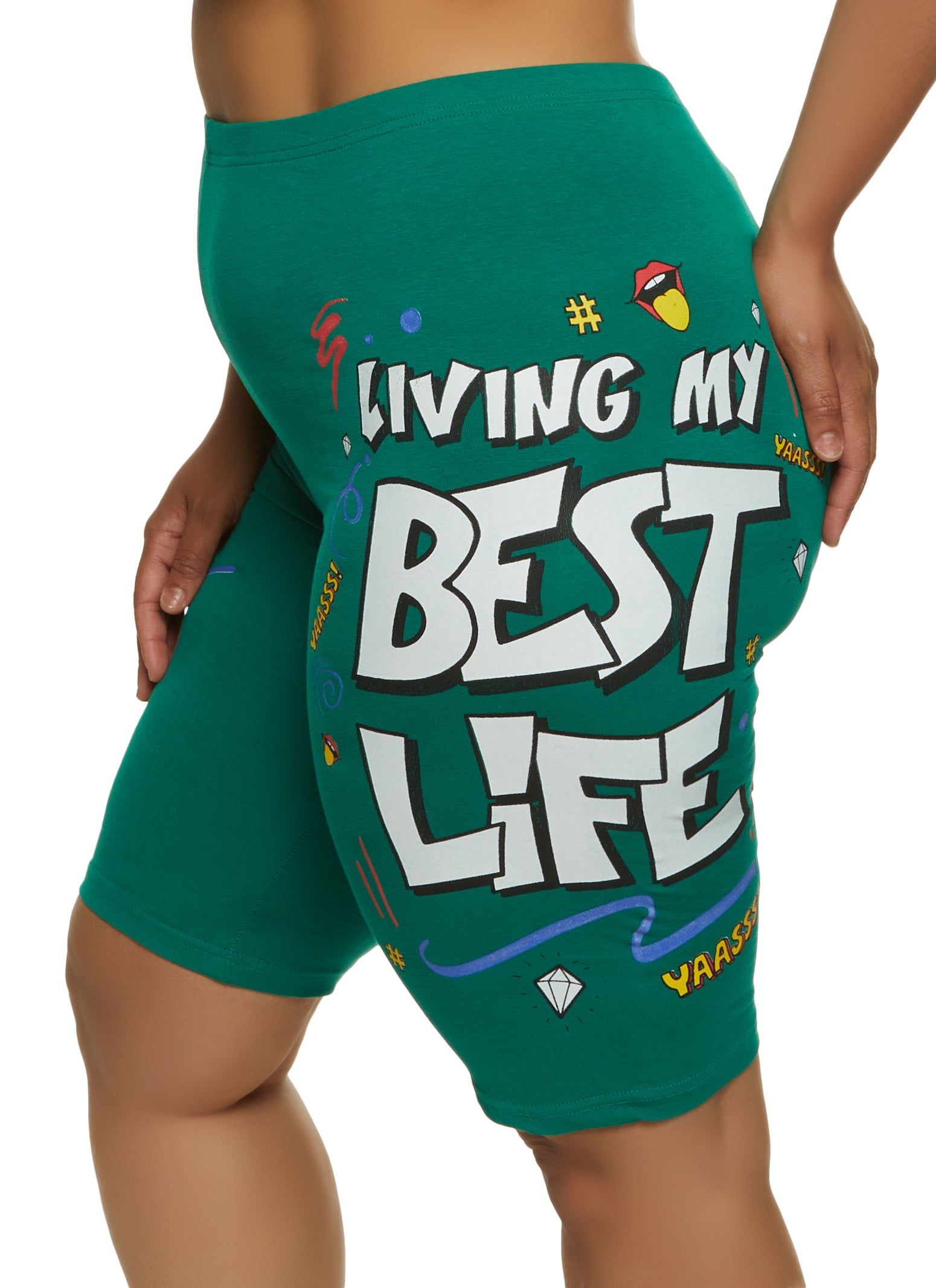 Plus Size Best Life Graphic Biker Shorts sold by Rainbow product image thumbnail 2