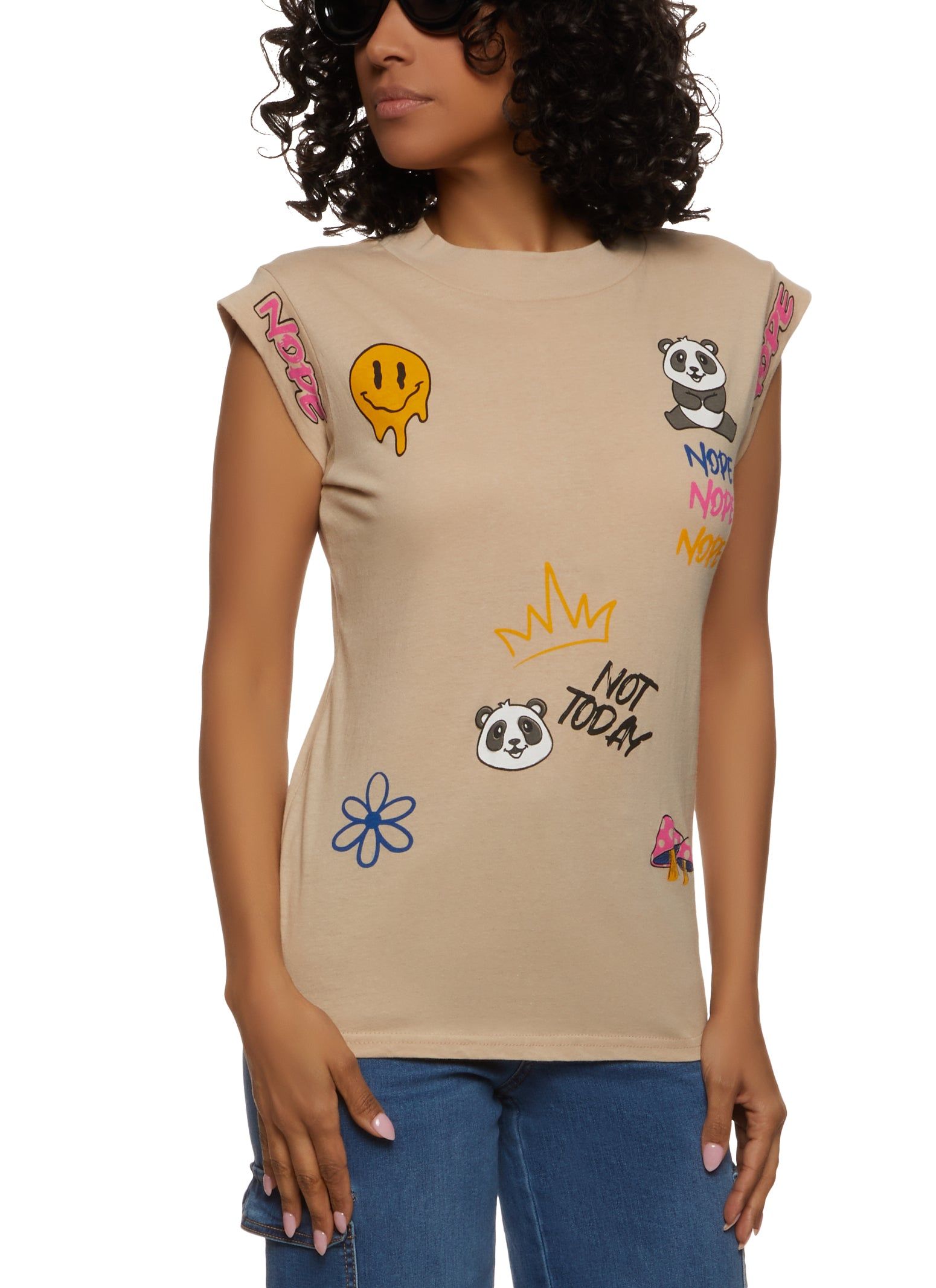 Nope Not Today Cap Sleeve Graphic Tee sold by Rainbow