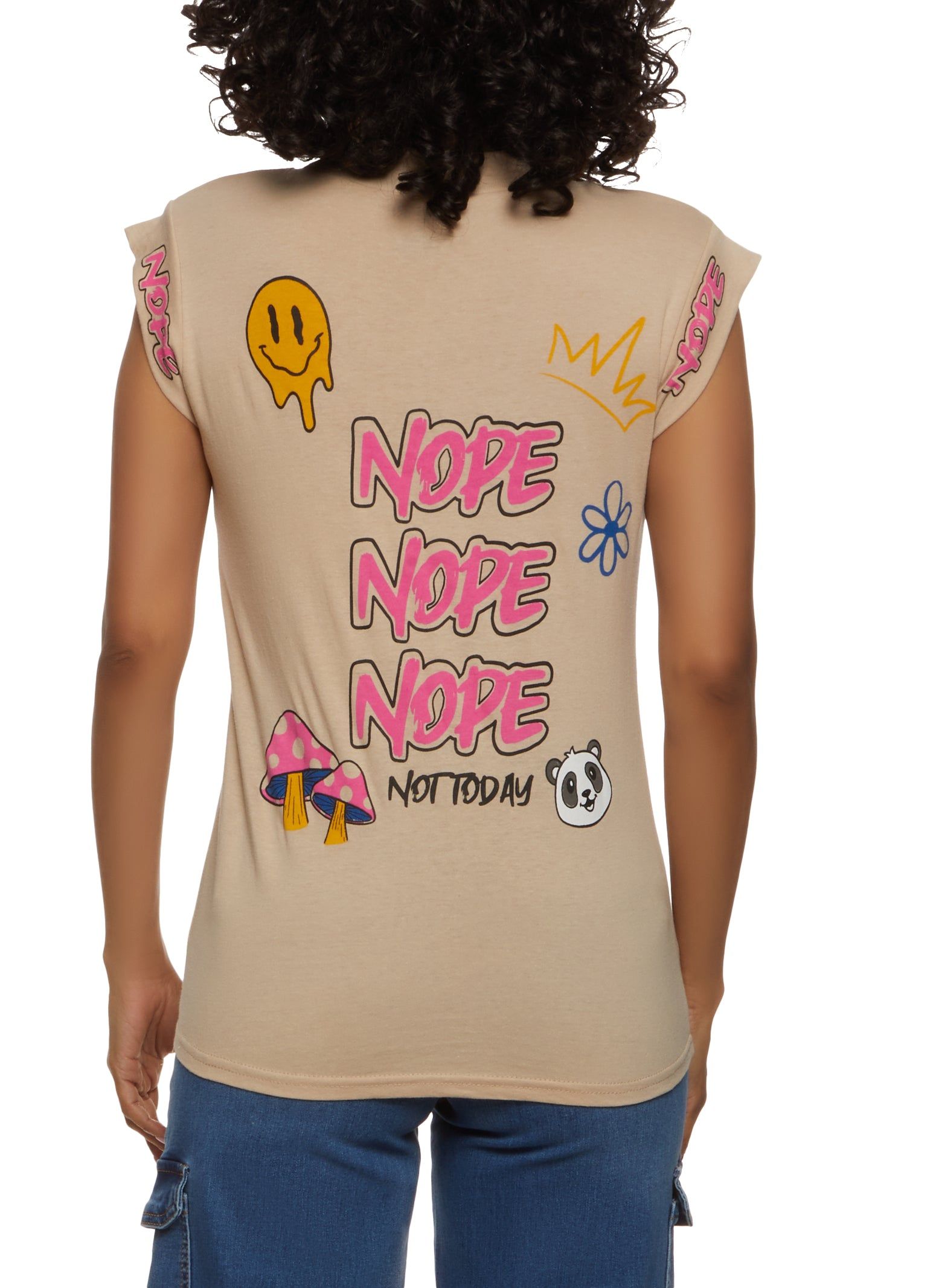 Nope Not Today Cap Sleeve Graphic Tee sold by Rainbow product image thumbnail 2