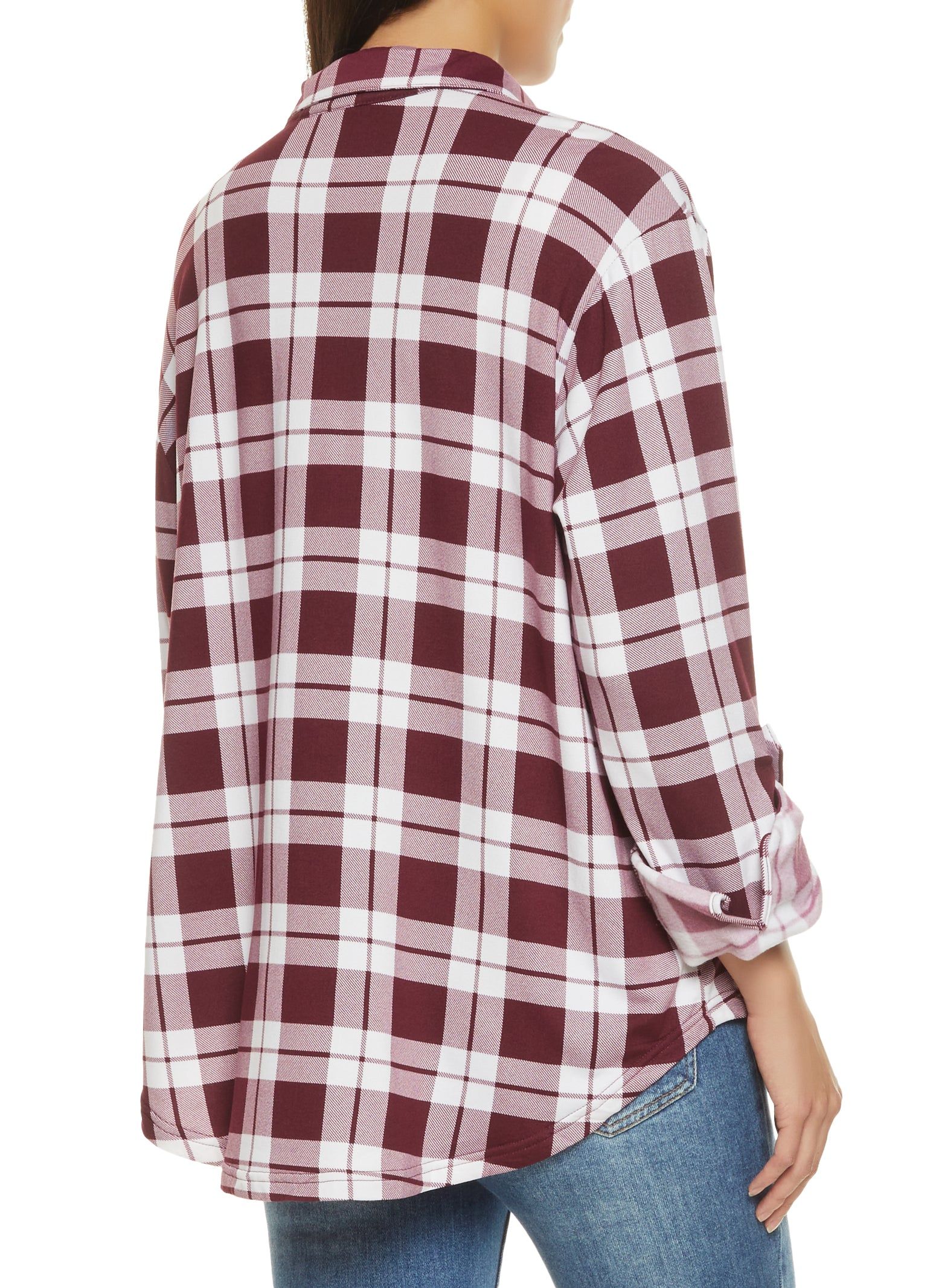 Plaid Button Front Tabbed Sleeve Shirt sold by Rainbow product image thumbnail 2