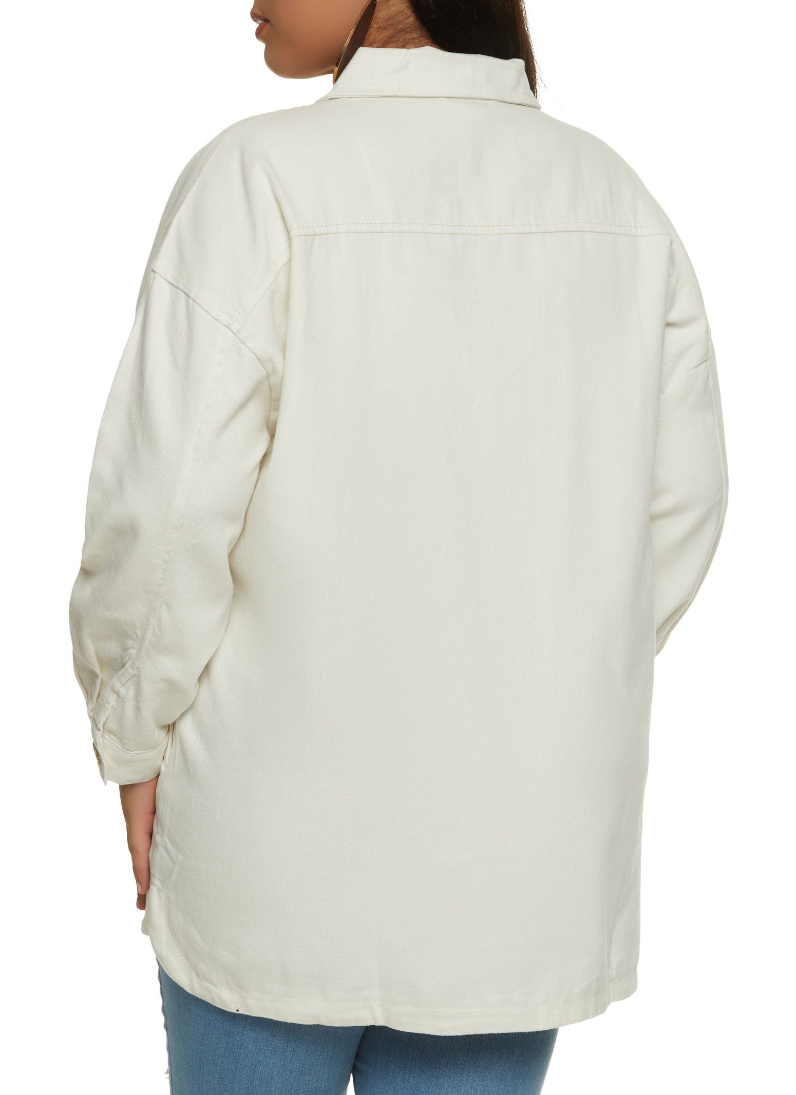 Plus Size Twill Button Front Shacket sold by Rainbow product image thumbnail 2