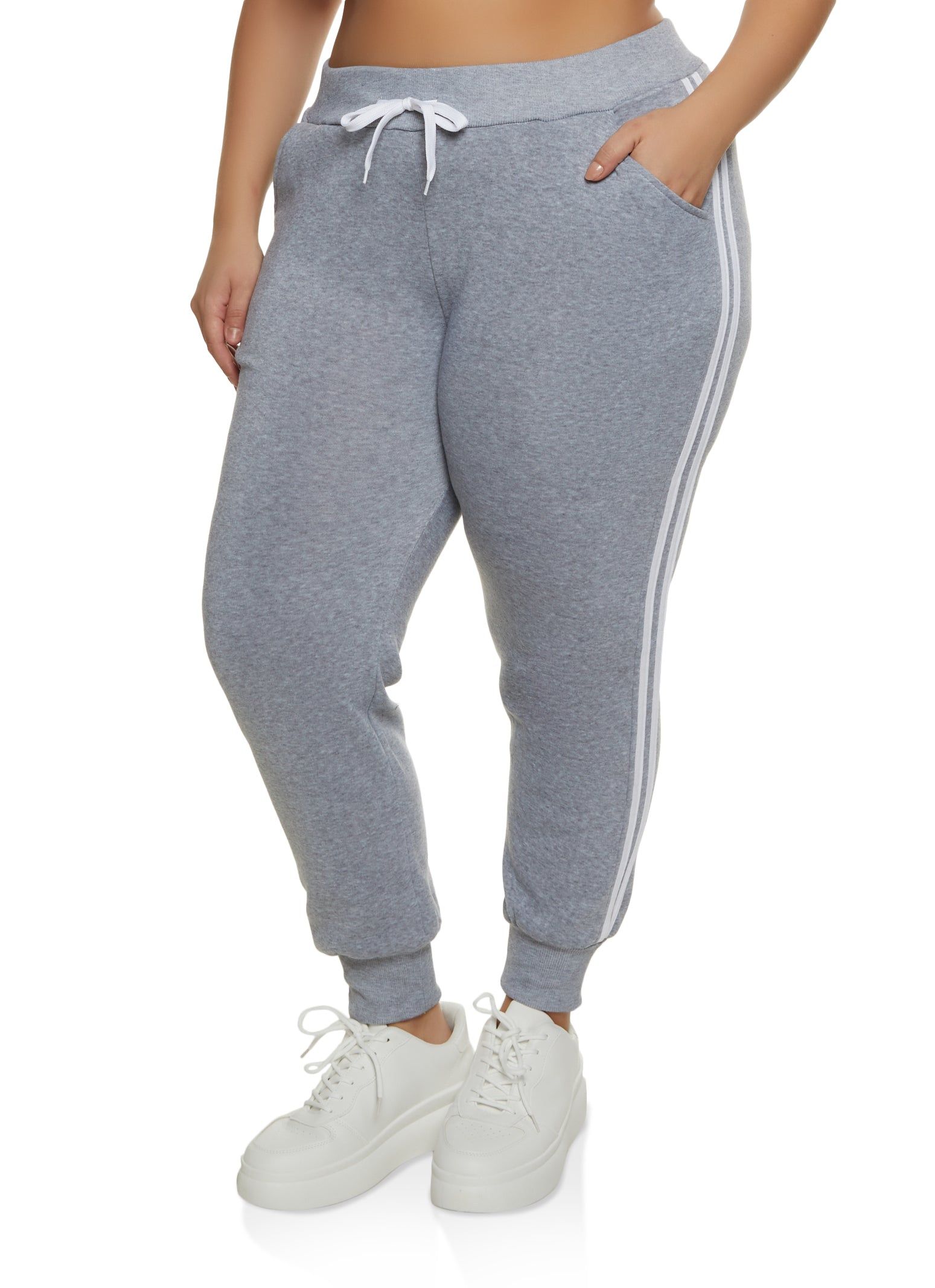 Plus Size Varsity Striped Side Joggers sold by Rainbow