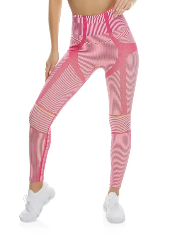 Seamless Striped High Waist Leggings sold by Rainbow