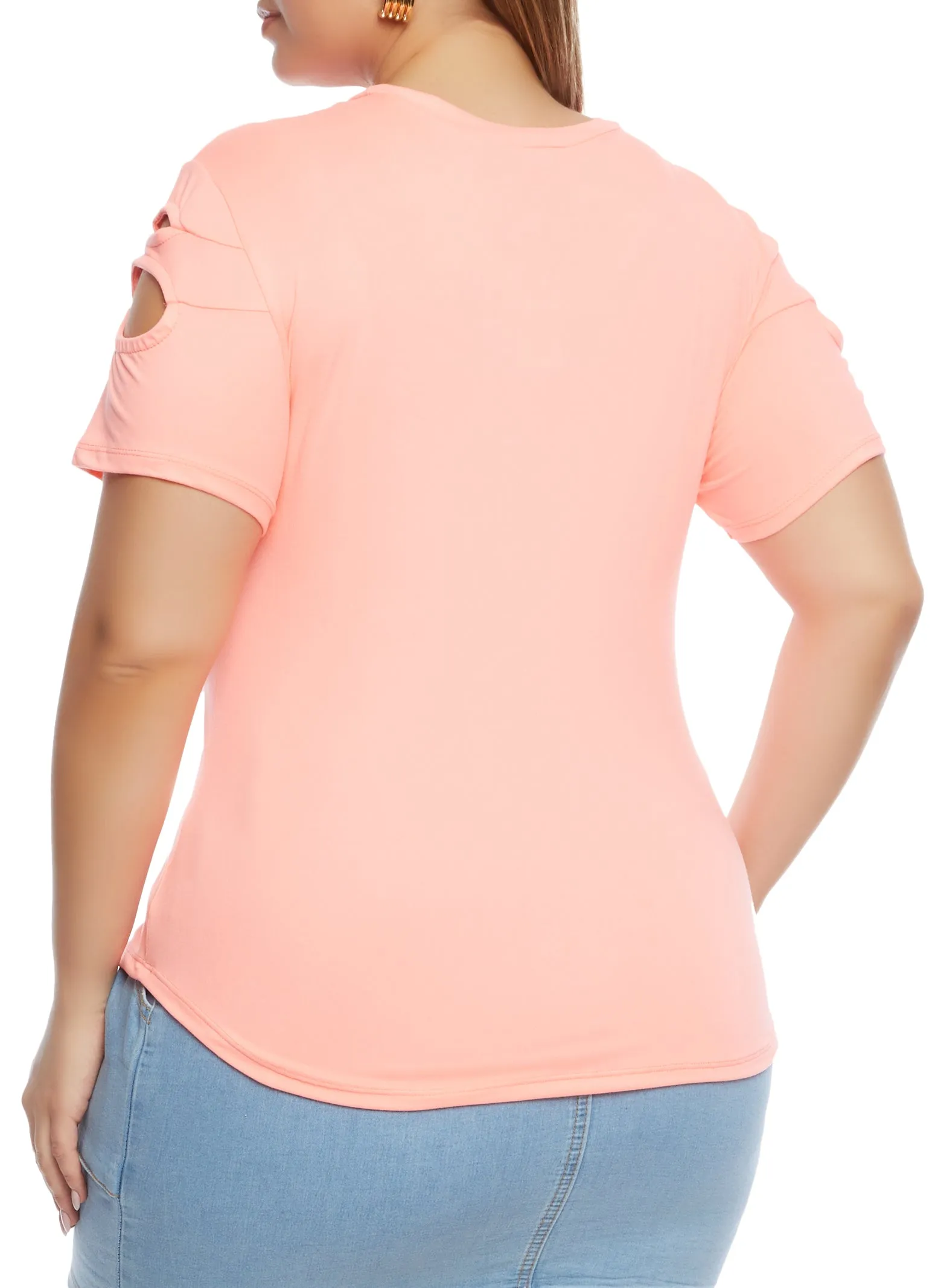 Plus Size Cut Out Crew Neck T Shirt sold by Rainbow product image thumbnail 3