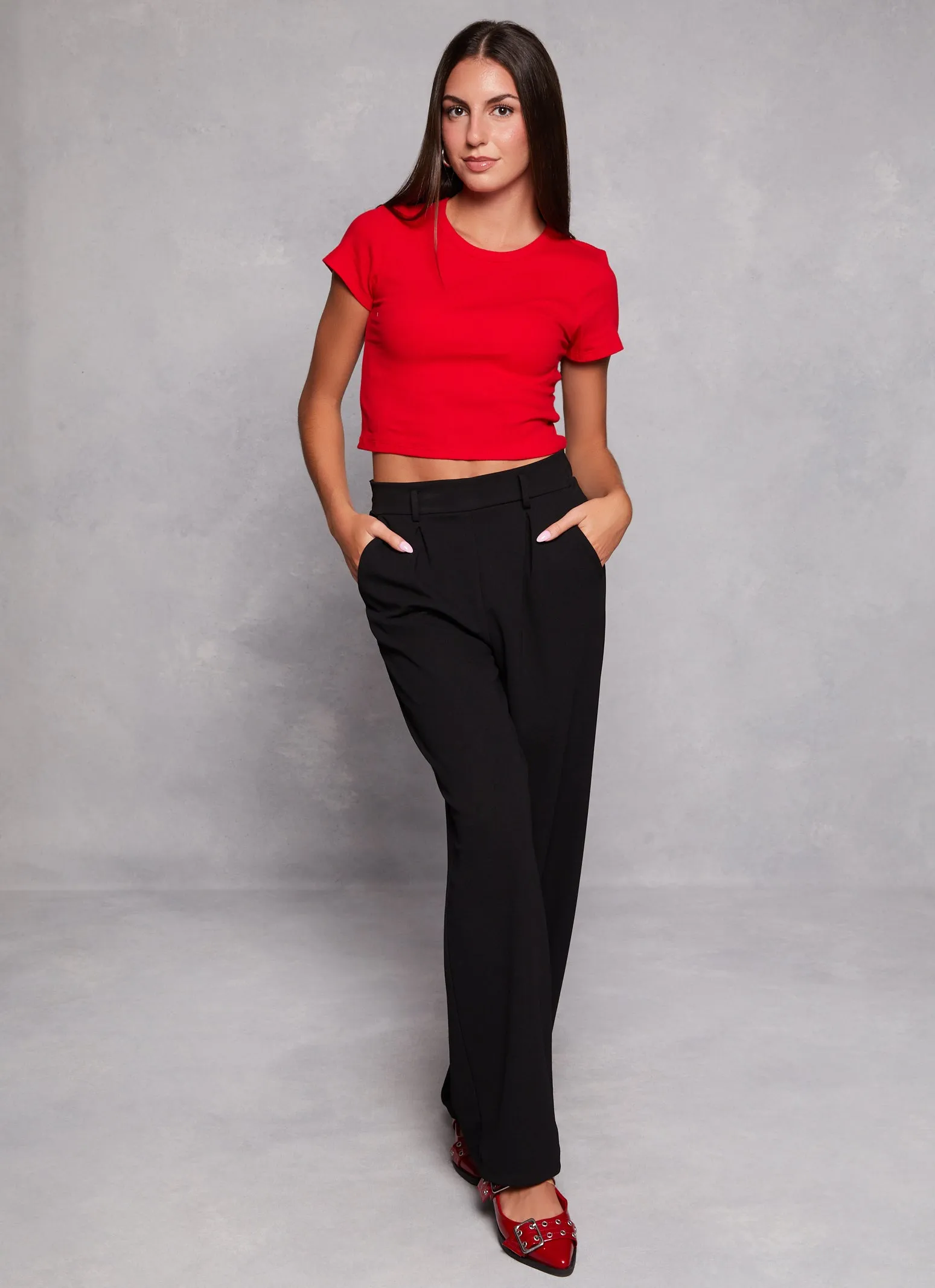 Basic Ribbed Knit Cropped Tee sold by Rainbow product image thumbnail 2