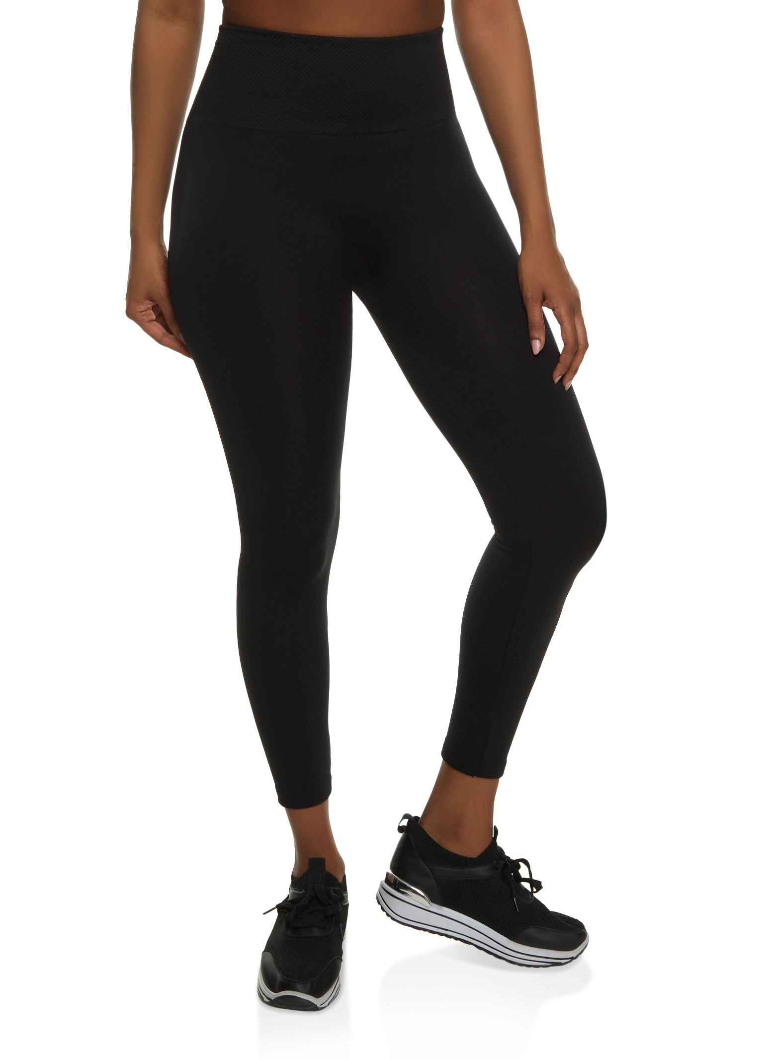 Waffle Knit Waistband Fleece Leggings sold by Rainbow