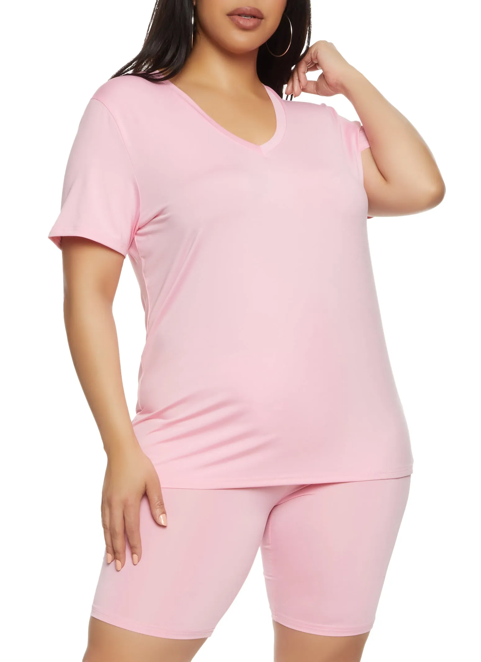 Plus Size Daisy Soft Knit V Neck T Shirt sold by Rainbow