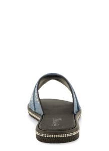 Studded Band Rhinestone Trim Slide Sandals sold by Rainbow
