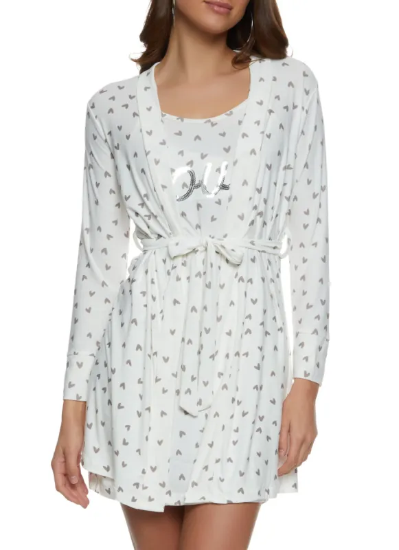 Love Sequin Print Nightgown with Robe sold by Rainbow