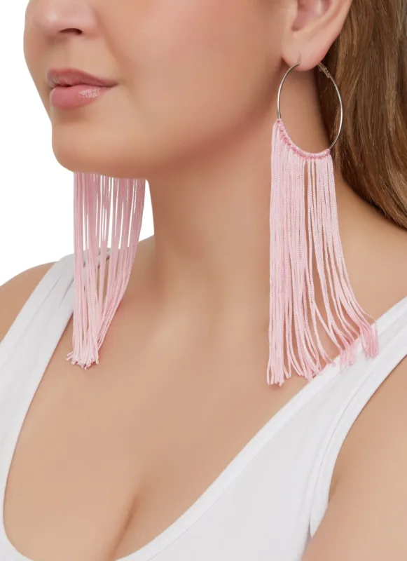Fringe Tassel Hoop Earrings sold by Rainbow