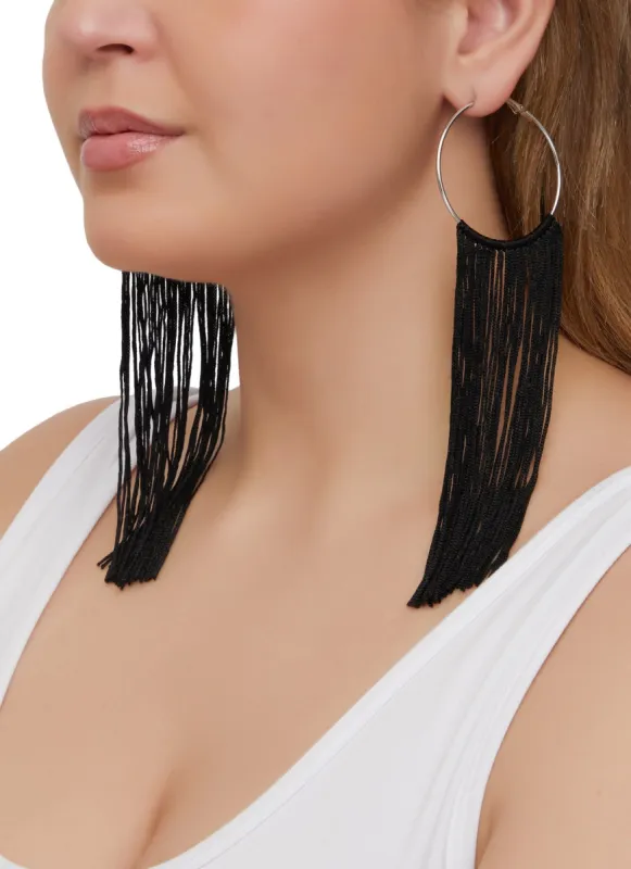 Fringe Tassel Hoop Earrings sold by Rainbow