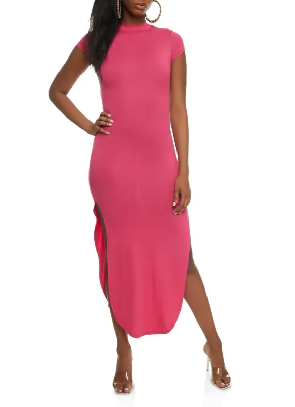 Cut Out Mock Neck Maxi Dress sold by Rainbow