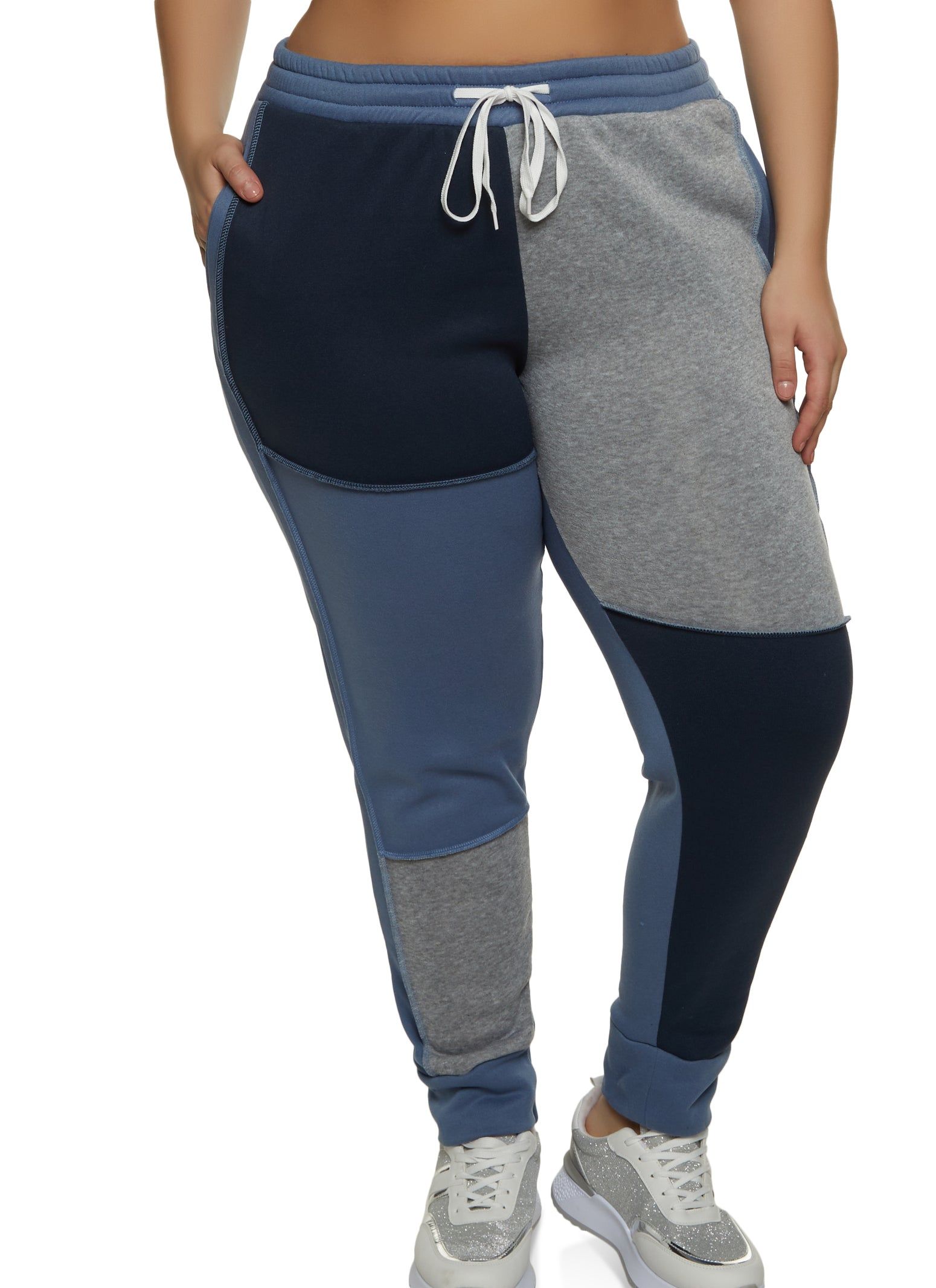 Plus Size Color Block High Waist Joggers sold by Rainbow