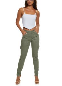 Twill Skinny Leg Cargo Pants sold by Rainbow