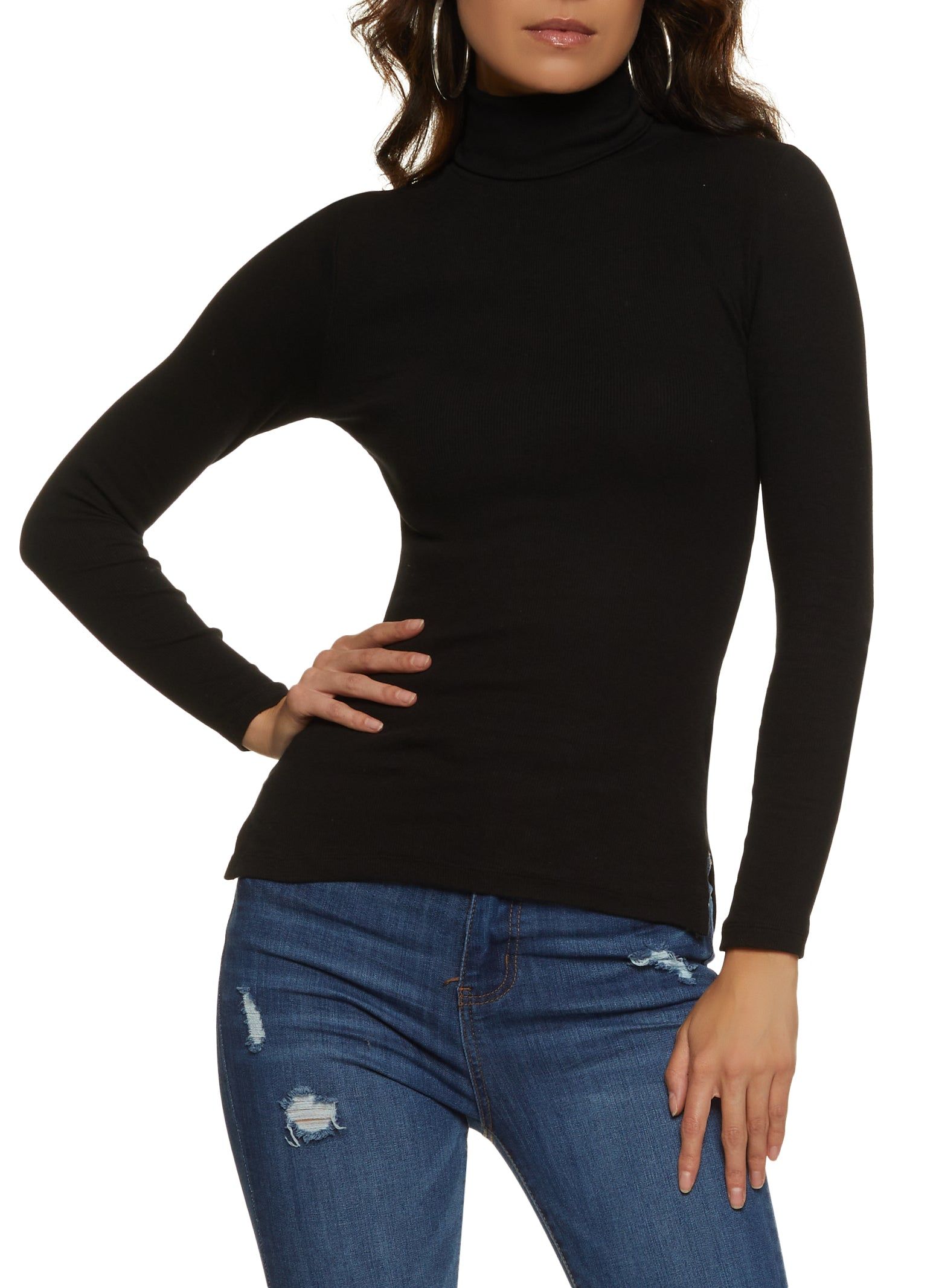 Basic Turtleneck Long Sleeve Top sold by Rainbow
