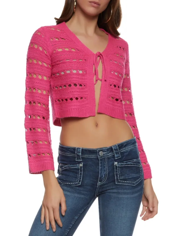 Crochet Tie Front Cardigan sold by Rainbow