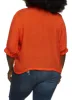 Plus Size Gauze Knit Quarter Sleeve Button Front Top sold by Rainbow