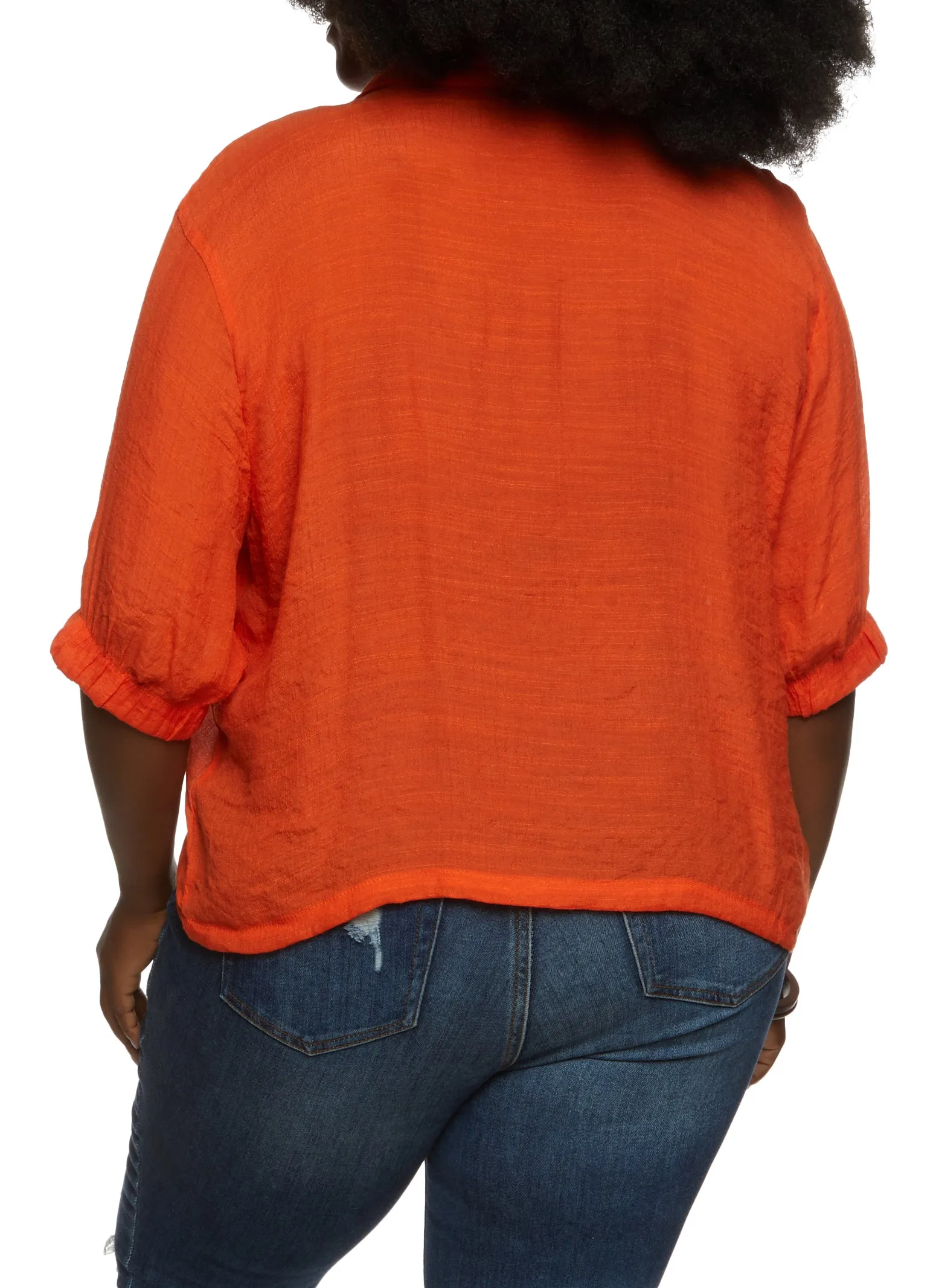 Plus Size Gauze Knit Quarter Sleeve Button Front Top sold by Rainbow product image thumbnail 2