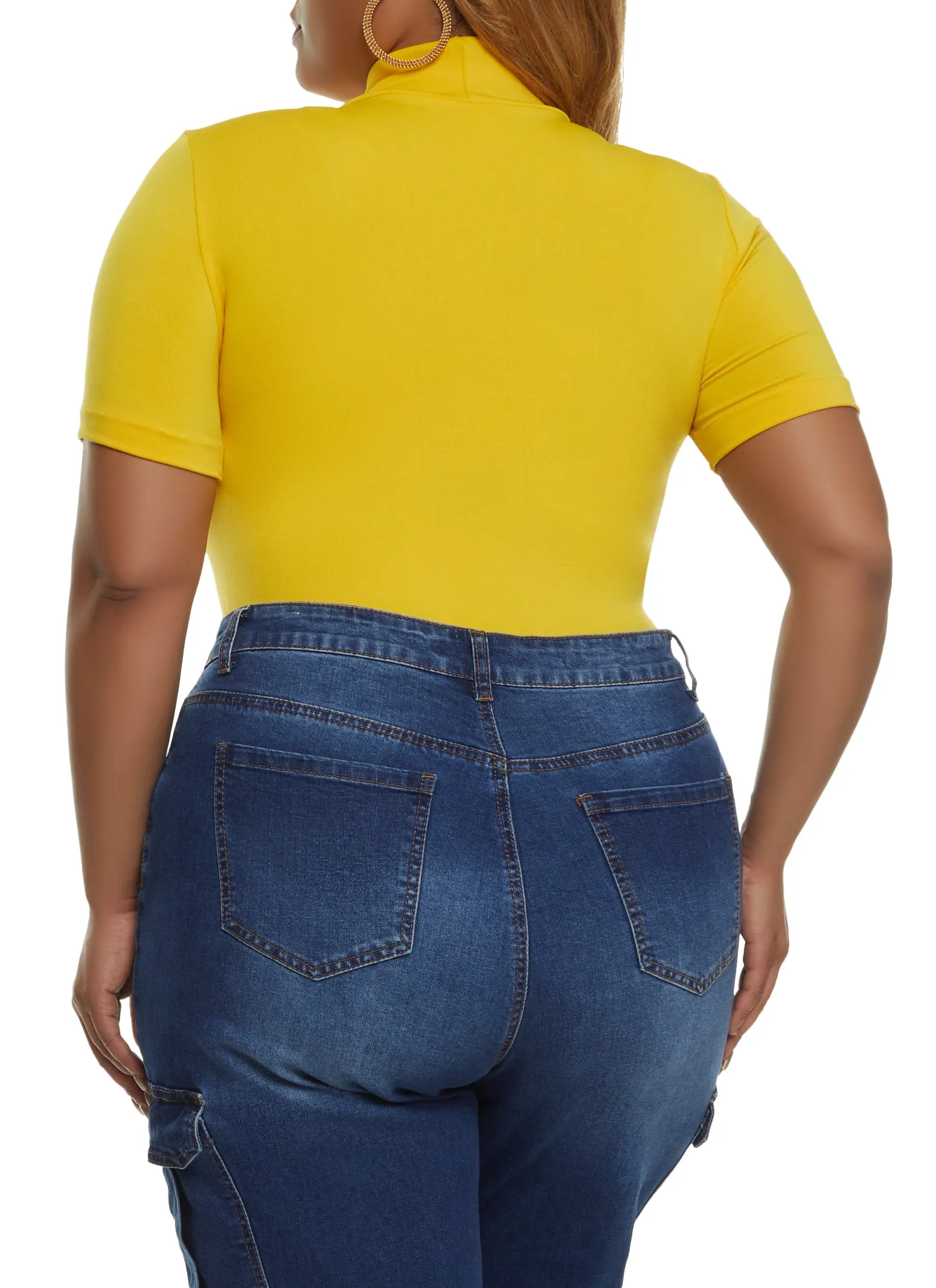 Plus Size Body Contour Mock Neck Short Sleeve Bodysuit sold by Rainbow product image thumbnail 3