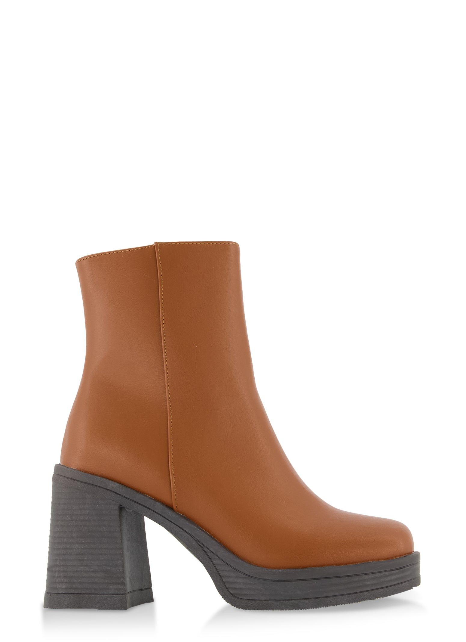 Side Zip Square Toe Block Heel Booties sold by Rainbow product image thumbnail 2