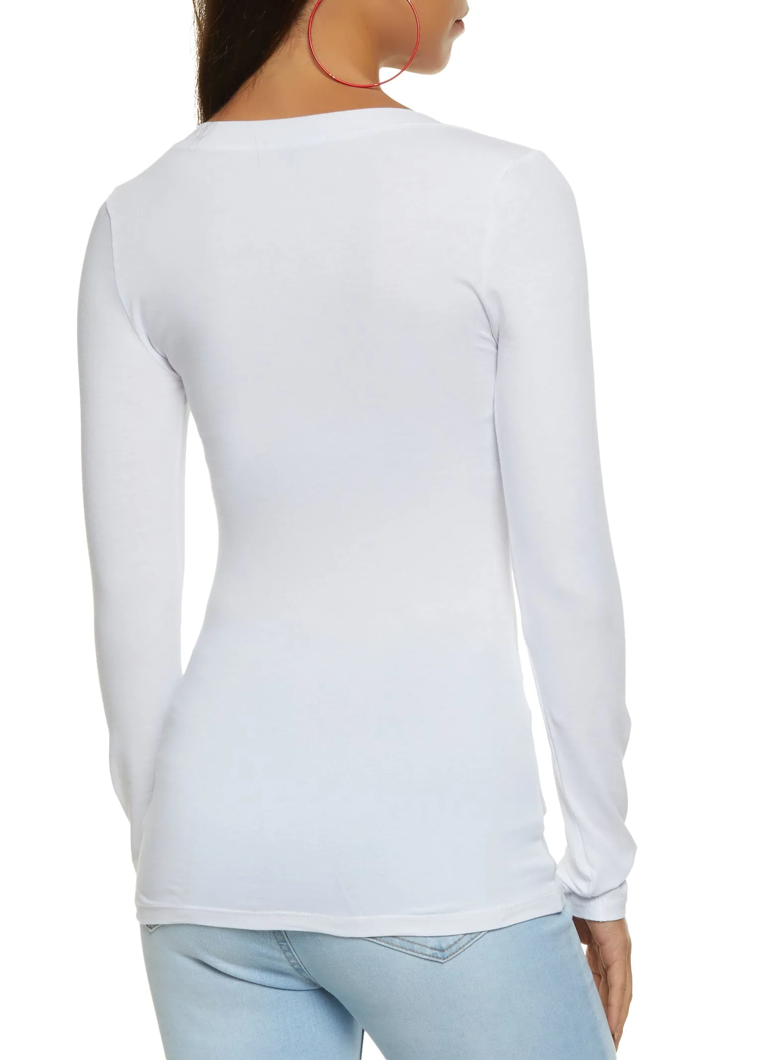 Basic V Neck Long Sleeve Top sold by Rainbow product image thumbnail 2