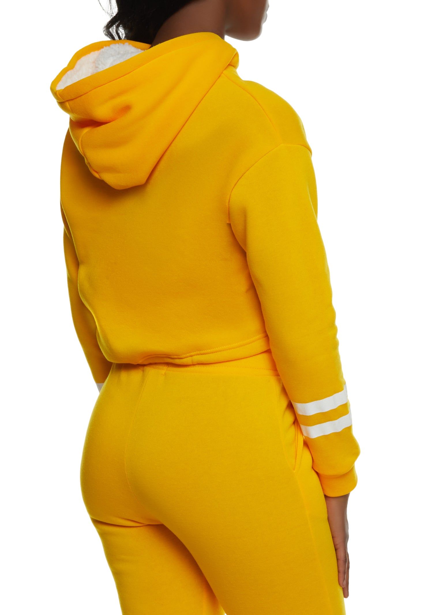 Toggle Drawstring Stripe Detail Fleece Pullover Hoodie sold by Rainbow product image thumbnail 3