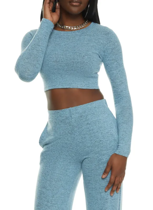 Brushed Knit Crew Neck Crop Top sold by Rainbow