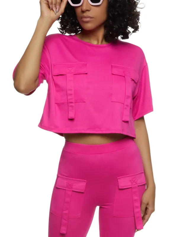 Cargo Pocket Detail Cropped T Shirt sold by Rainbow