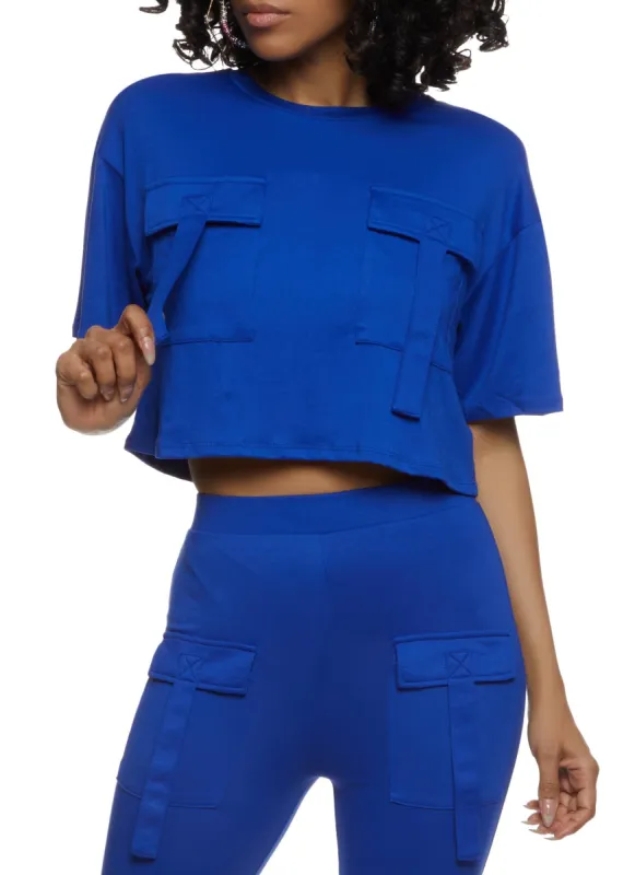 Cargo Pocket Detail Cropped T Shirt sold by Rainbow