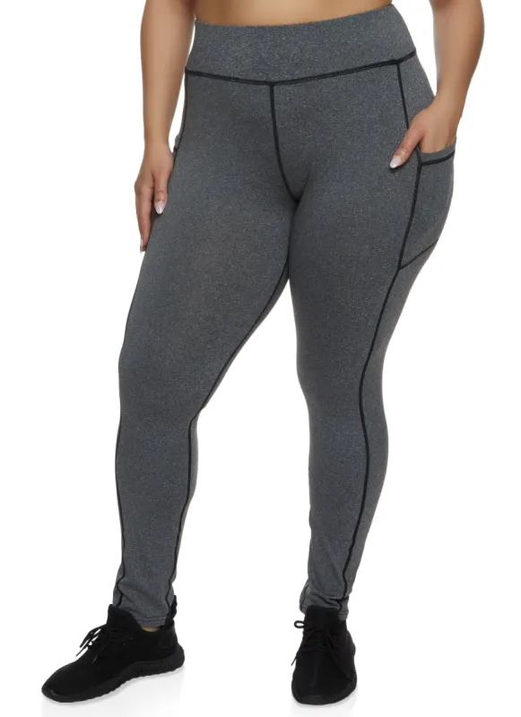 Plus Size Decorative Stitch Side Pocket Leggings sold by Rainbow