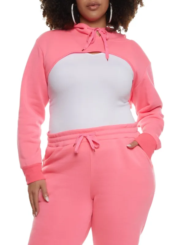 Plus Size Long Sleeve Shrug Hoodie sold by Rainbow