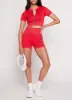 Daisy Seamless Ribbed Zip Front Short Sleeve Crop Top sold by Rainbow