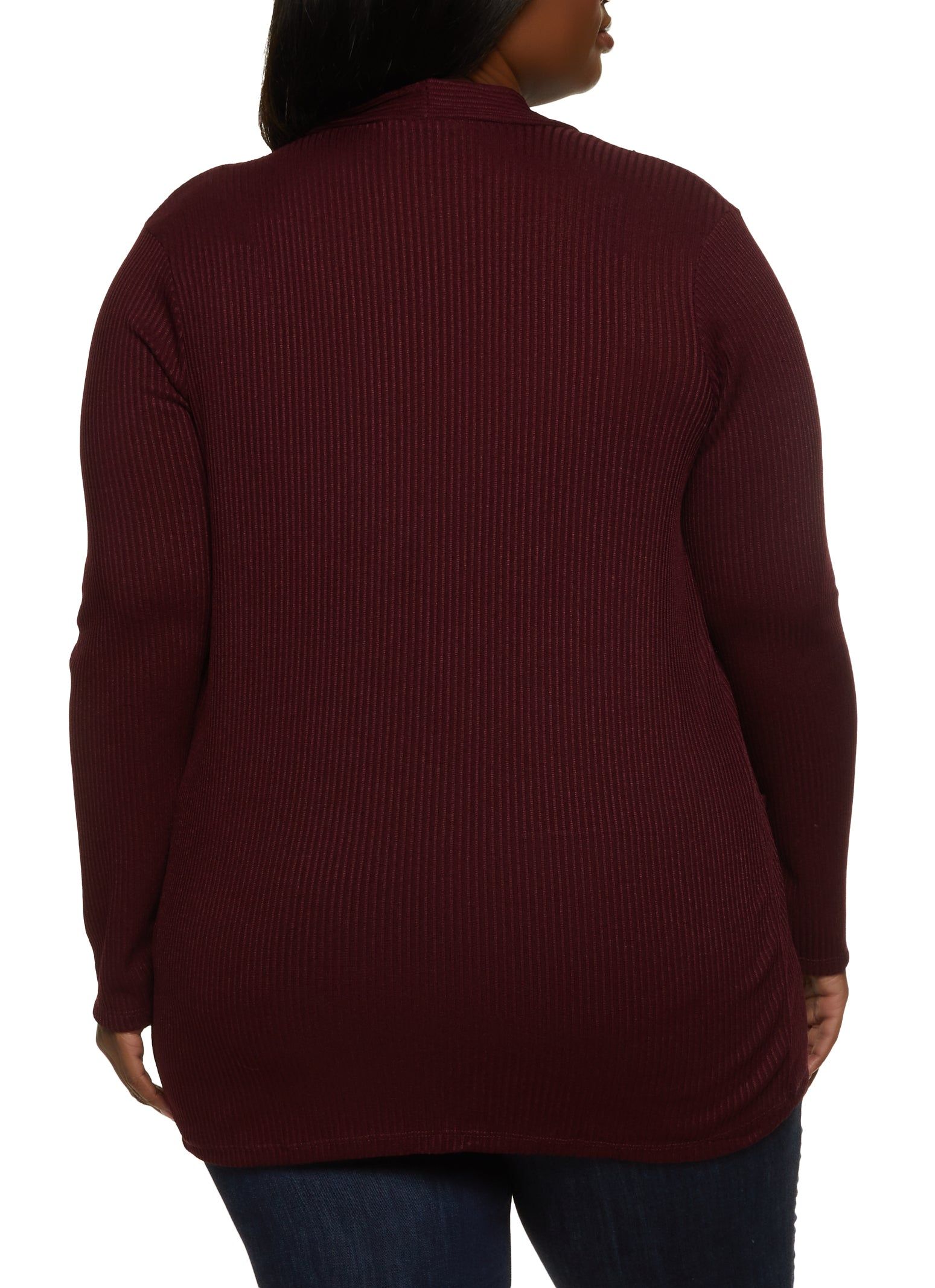 Plus Size Ribbed Knit Pocket Cardigan sold by Rainbow product image thumbnail 2