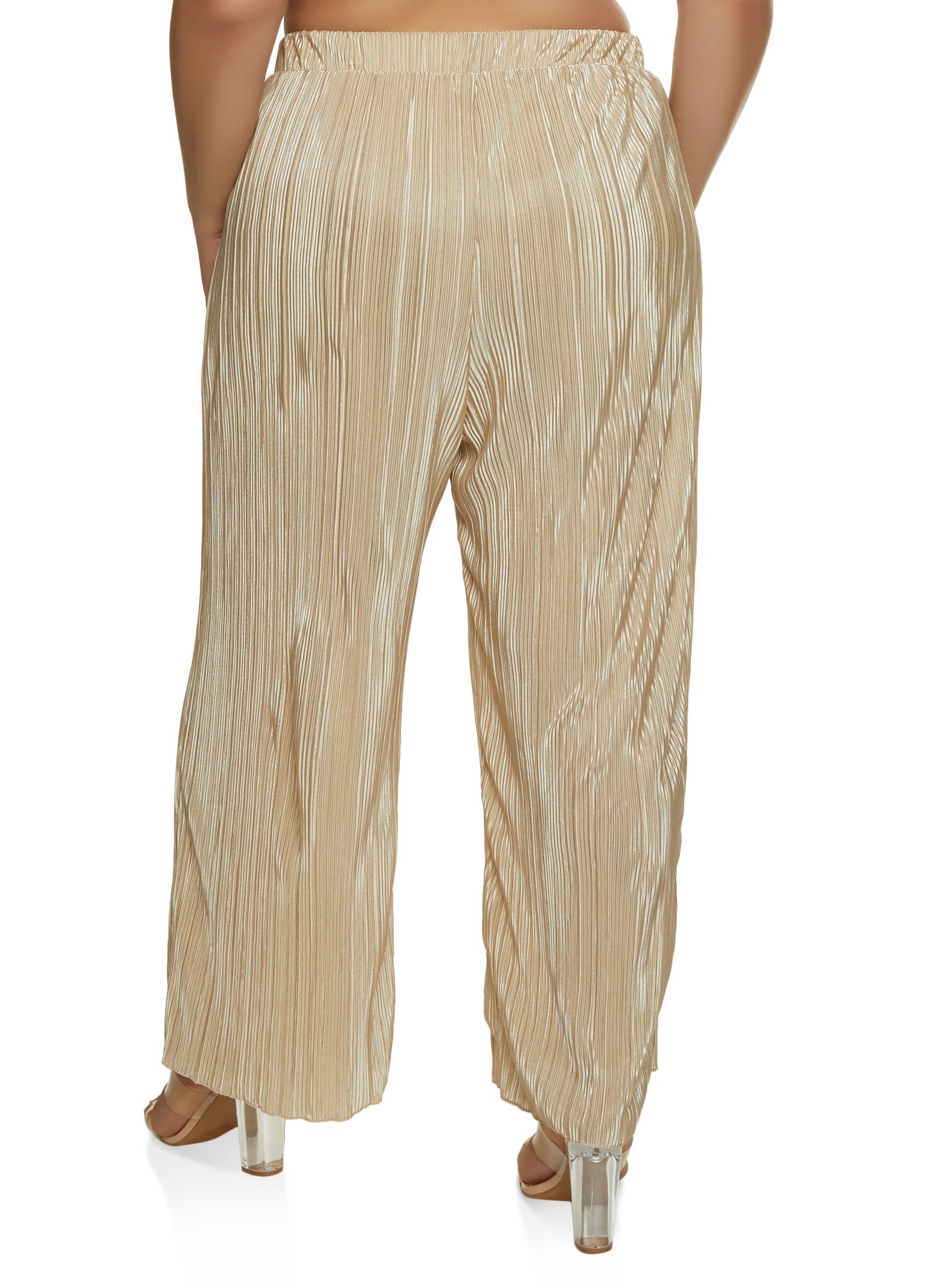 Plus Size Plisse High Waisted Wide Leg Pants sold by Rainbow product image thumbnail 2