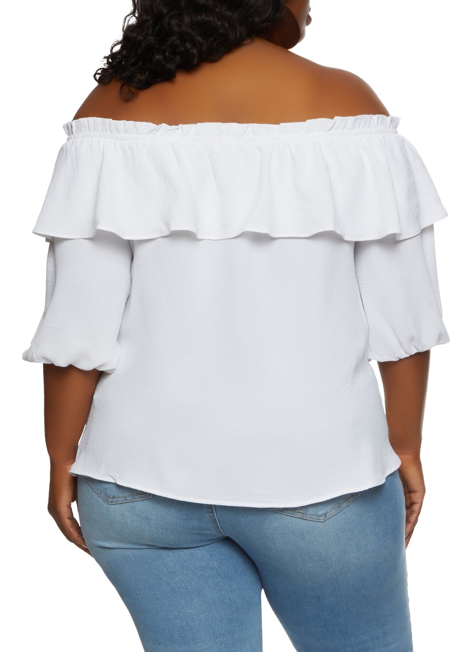 Plus Size Faux Button Front Off the Shoulder Top sold by Rainbow product image thumbnail 2