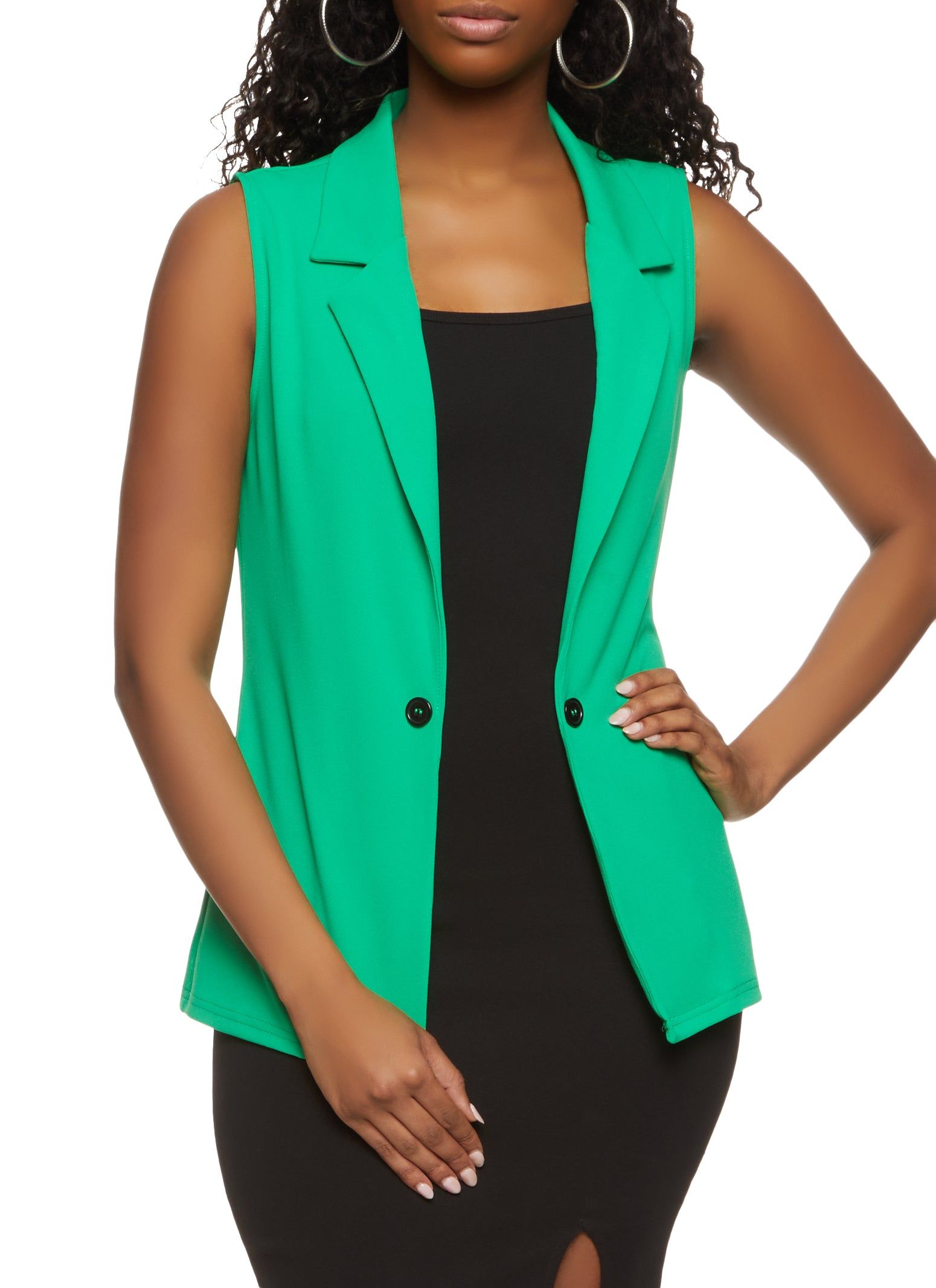 Crepe Knit Single Button Blazer Vest sold by Rainbow
