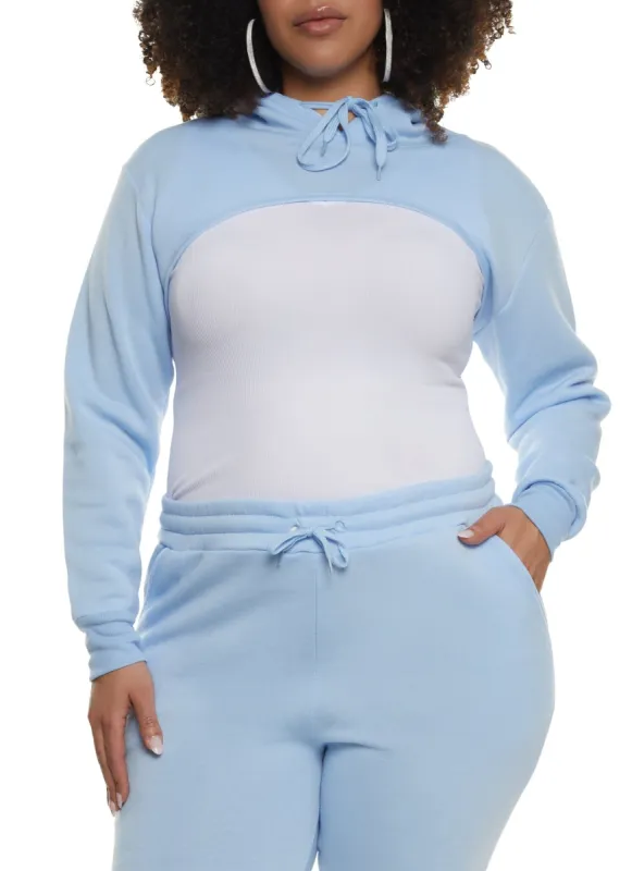 Plus Size Long Sleeve Shrug Hoodie sold by Rainbow