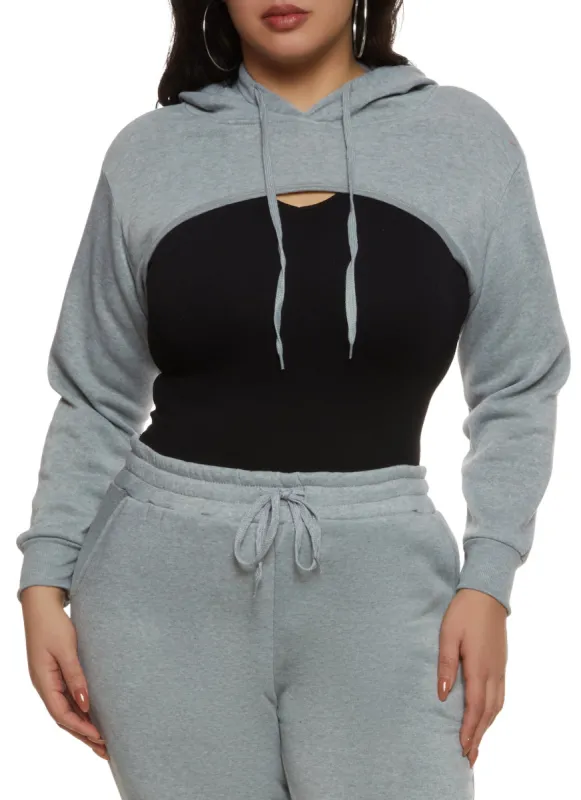 Plus Size Long Sleeve Shrug Hoodie sold by Rainbow