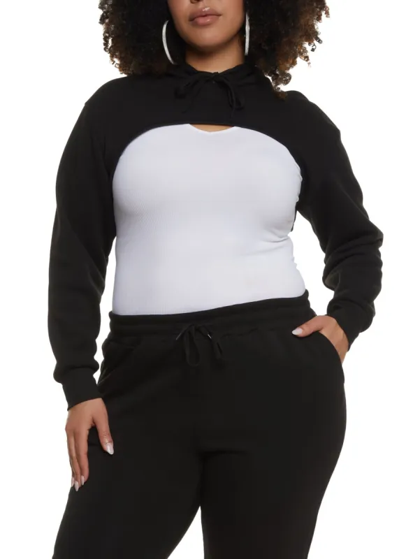 Plus Size Long Sleeve Shrug Hoodie sold by Rainbow