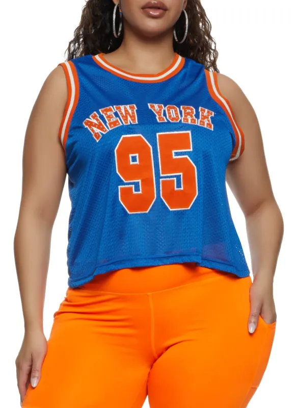 Plus Size Studded New York 95 Basketball Jersey sold by Rainbow
