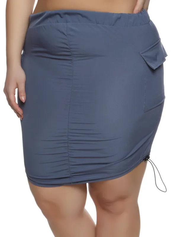 Plus Size Toggle Drawstring Hem Cargo Mini Skirt sold by Rainbow
