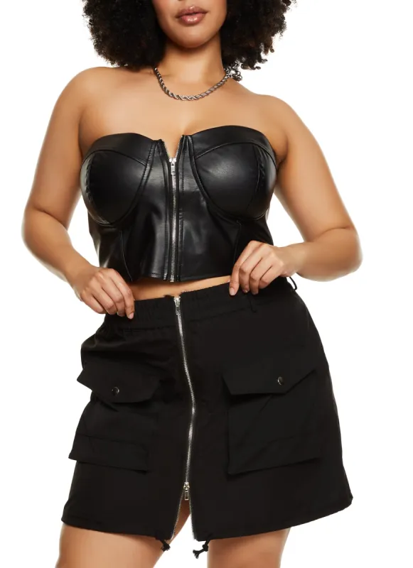 Plus Size Zip Front Cargo Pocket Skirt sold by Rainbow