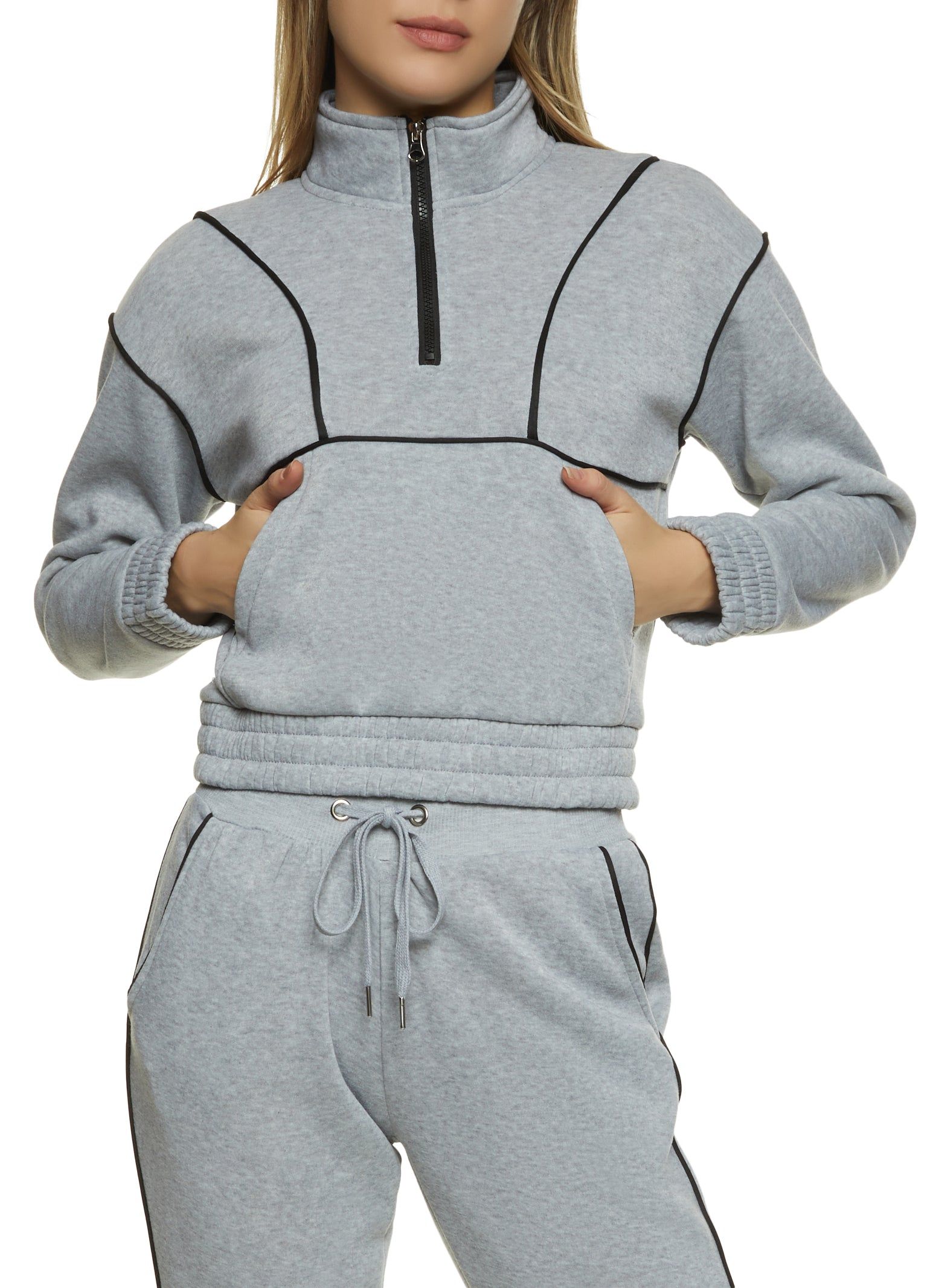 Contrast Piping Half Zip Sweatshirt sold by Rainbow