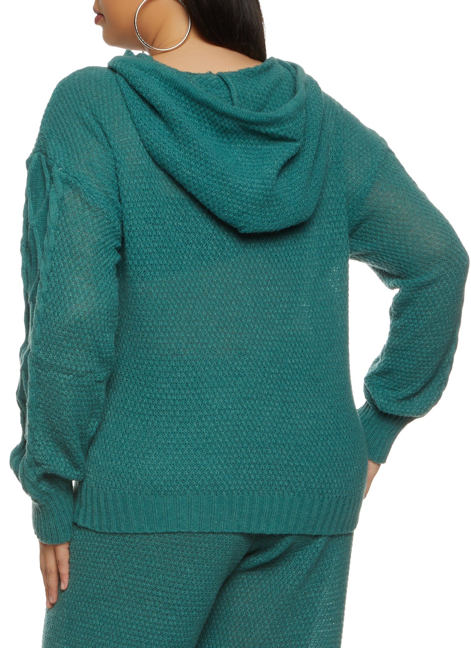 Plus Size Cable Knit Pullover Hoodie sold by Rainbow product image thumbnail 3